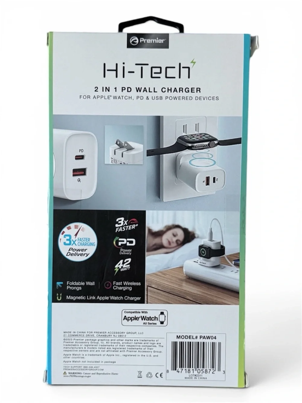 Premier Hi-Tech 2-in-1 Apple Watch Wall Charger